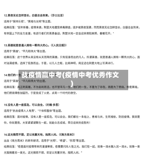 战疫情赢中考(疫情中考优秀作文)-第1张图片